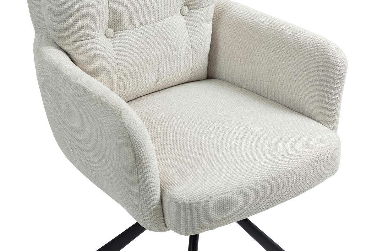 ARMLEHNSTUHL  in Eisen  - Creme/Schwarz, KONVENTIONELL, Textil/Metall (60/95/67cm) - MID.YOU