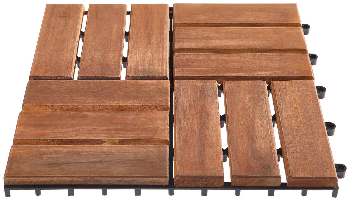 TERRASSENFLIESE Akazie Uno 10 Stück  - Braun/Akaziefarben, KONVENTIONELL, Holz/Kunststoff (30/30/2,4cm) - Ambia Garden
