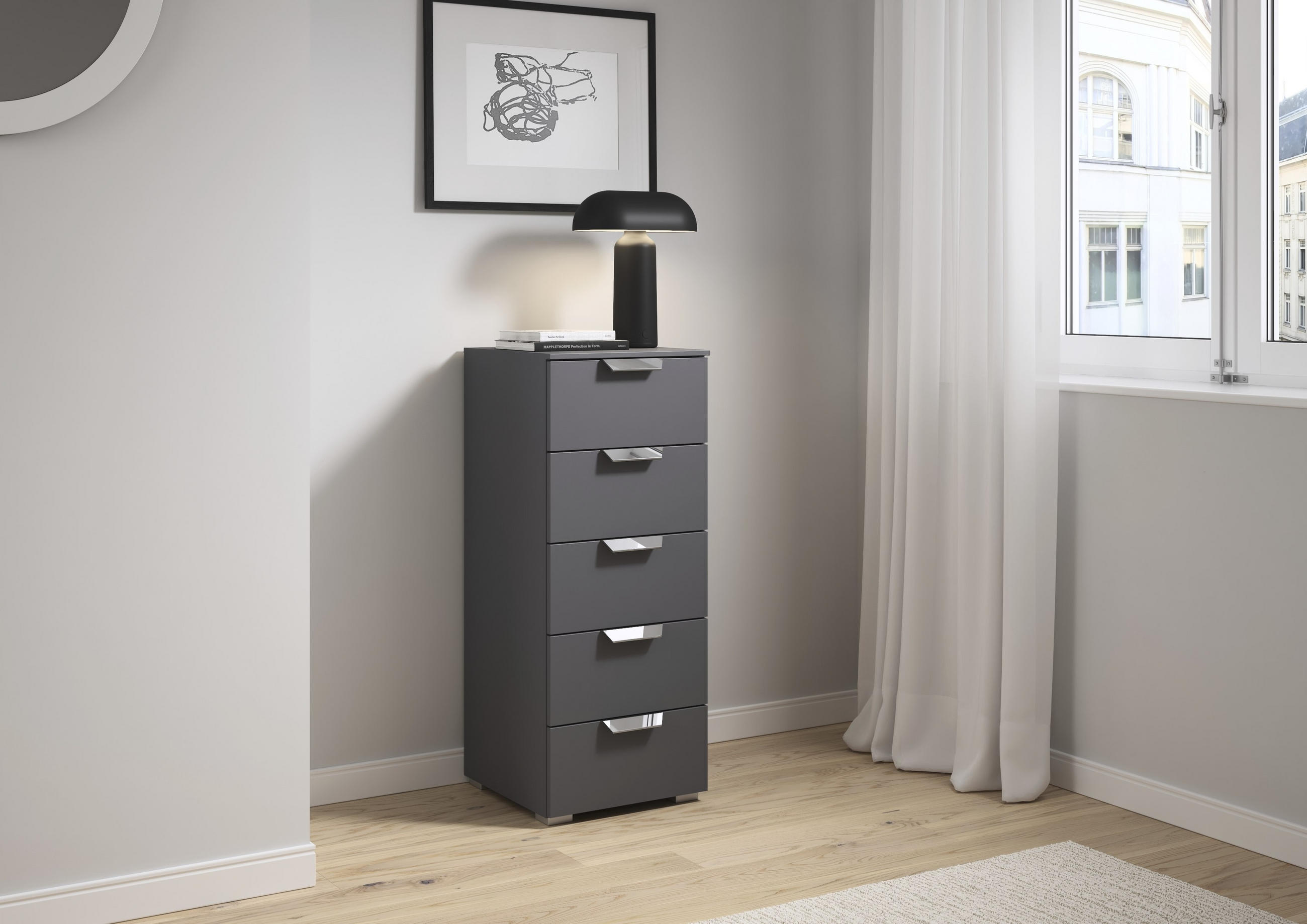 KOMMODE  in 40/100/35 cm  - Chromfarben/Dunkelgrau, Design, Holzwerkstoff/Metall (40/100/35cm) - Carryhome
