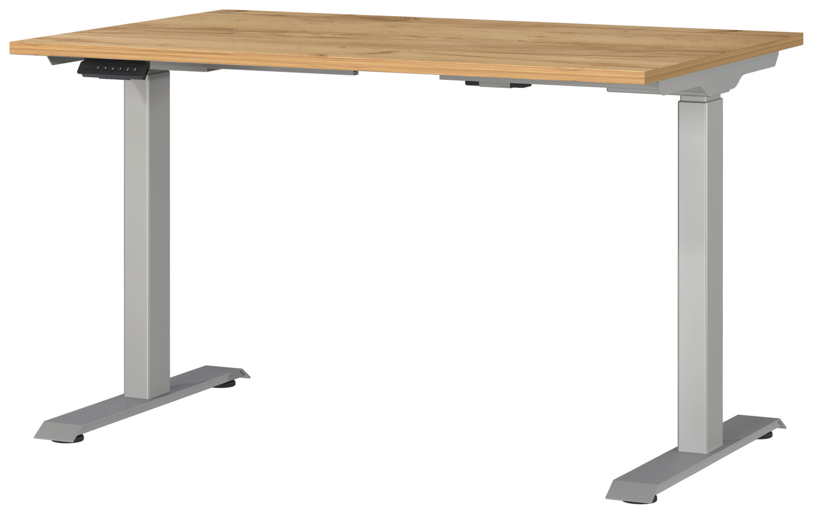 SCHREIBTISCH 120/80/72-118 cm  in Silberfarben, Eichefarben  - Eichefarben/Silberfarben, MODERN, Holzwerkstoff/Metall (120/80/72-118cm) - Novel