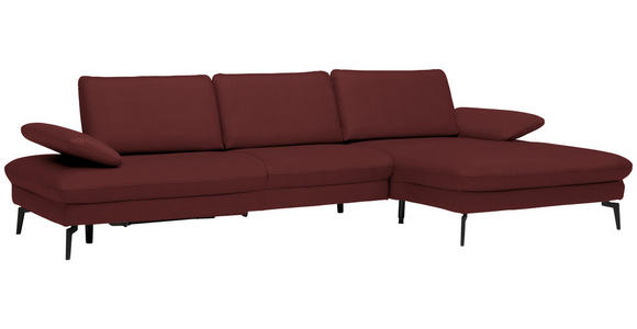 ECKSOFA in Echtleder Rot  - Rot/Schwarz, Design, Leder/Metall (325/157cm) - Dieter Knoll