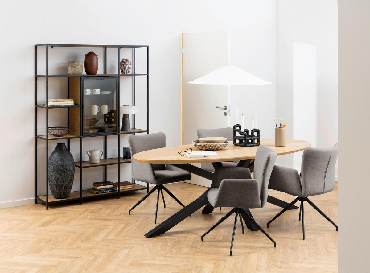 STOL ZA BLAGOVAONICU  prirodne boje  drvo, drvni materijal      - prirodne boje/crna, Moderno, drvni materijal/drvo (220/100/75,5cm) - MID.YOU