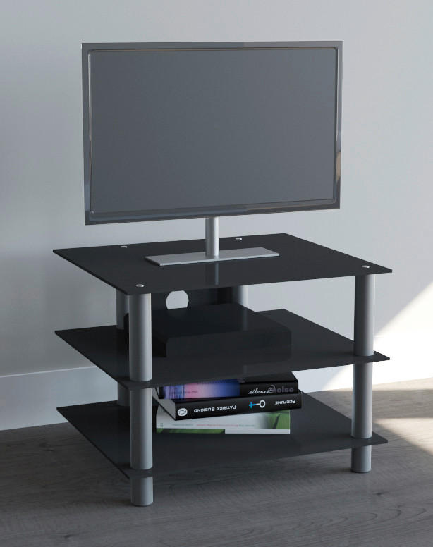 TV-MÖBEL i svart, silver  - silver/svart, Klassisk, metall/glas (60/45/42cm) - MID.YOU