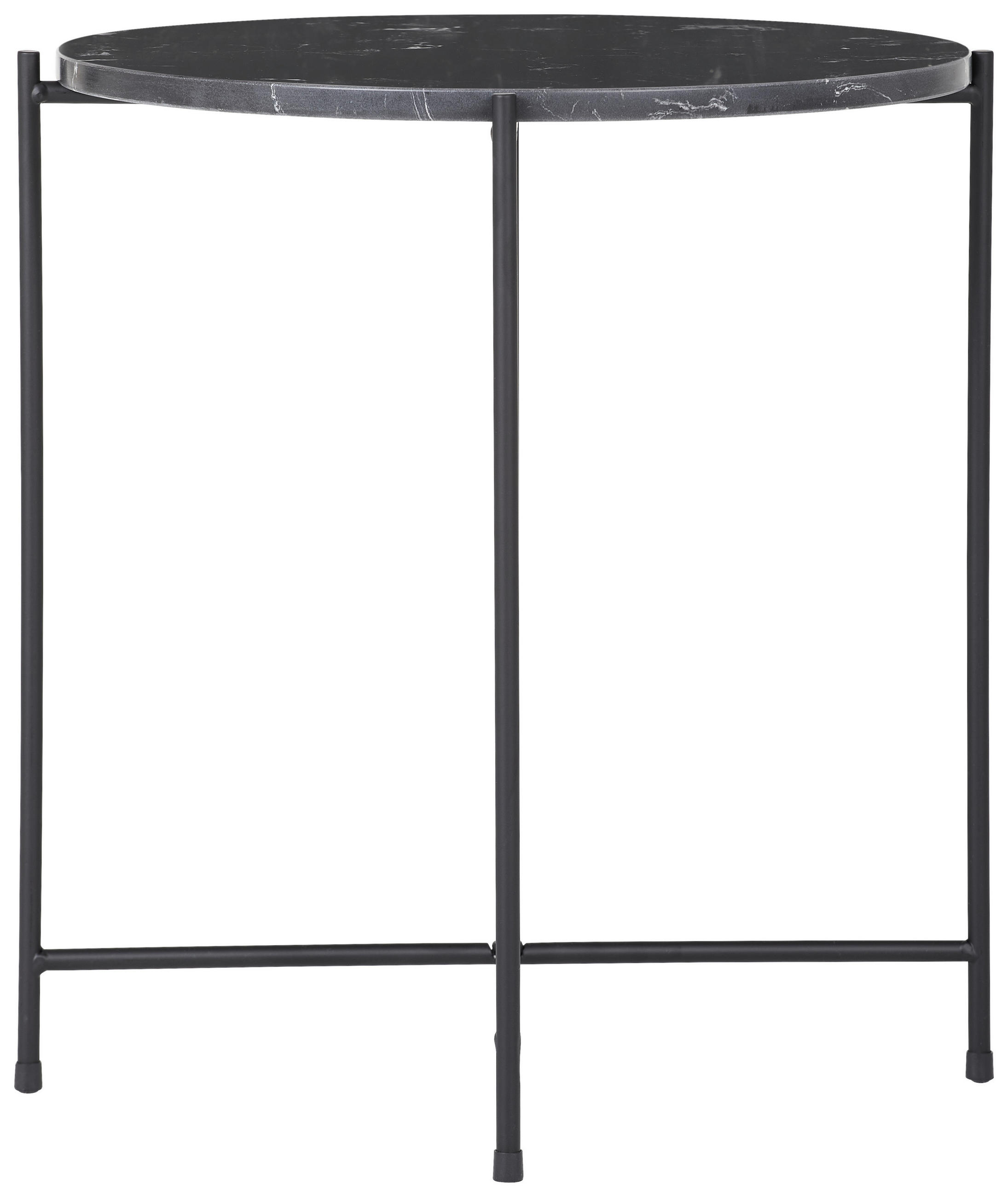 POMOĆNI STOLIĆ crna, bijela metal, kamen - bijela/crna, Trend, kamen/metal (42/42/45cm) - Carryhome