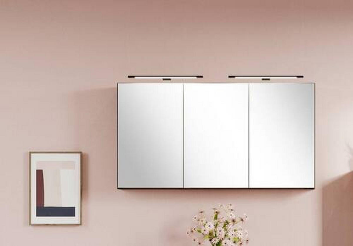 SPIEGELSCHRANK 120/64/20 cm  - Dunkelbraun/Schwarz, Natur, Glas/Holzwerkstoff (120/64/20cm) - Held
