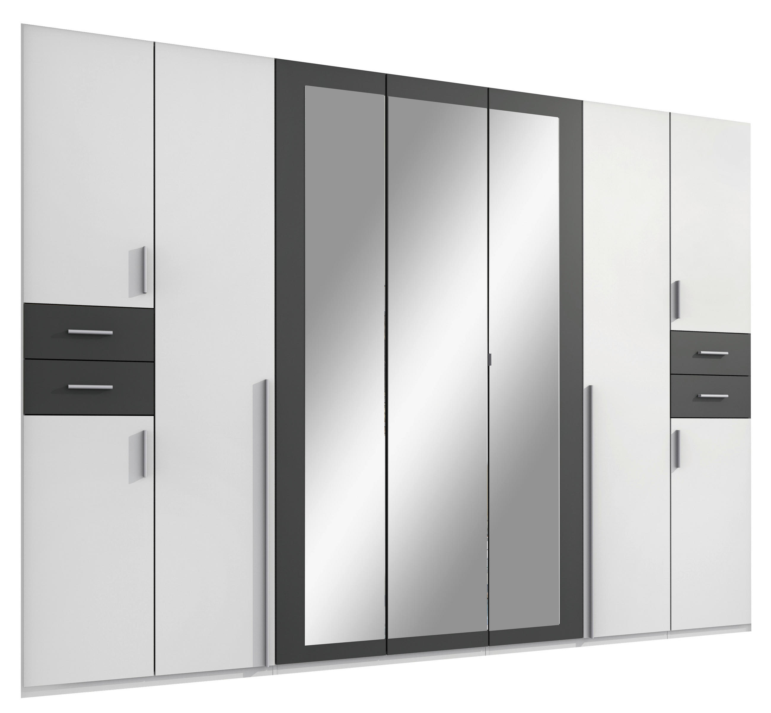 DREHTÜRENSCHRANK  in Graphitfarben, Weiß  - Silberfarben/Graphitfarben, Basics, Holzwerkstoff (313/208/58cm) - MID.YOU