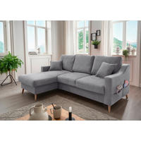 ECKSOFA in Chenille Dunkelgrau  - Dunkelgrau/Naturfarben, Modern, Holz/Textil (150/228cm) - Livetastic