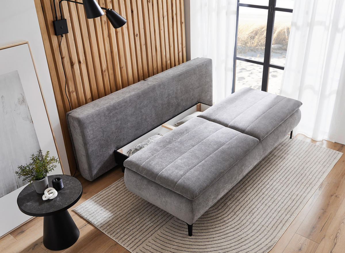 BOXSPRING SOFA siva  - siva/crna, Dizajnerski, tekstil/metal (204/93/100cm) - Novel