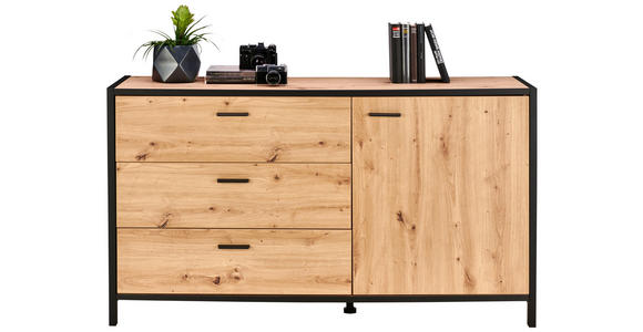 SIDEBOARD Anthrazit, Eichefarben 146/83/40 cm - Eichefarben/Anthrazit, Design, Holzwerkstoff/Metall (146/83/40cm) - Carryhome