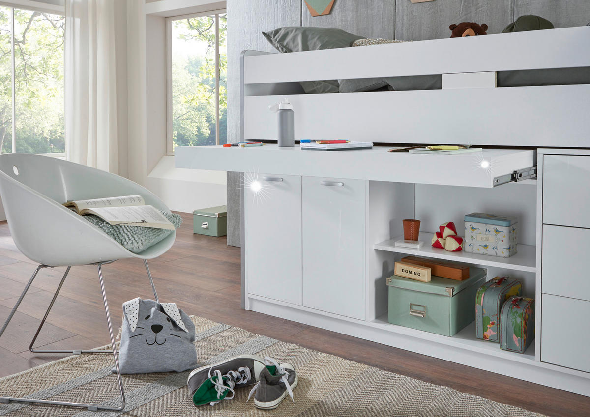 SREDNJE VISOKI KREVET  bijela   - bijela, Moderno, drvni materijal (90/200cm) - Livetastic