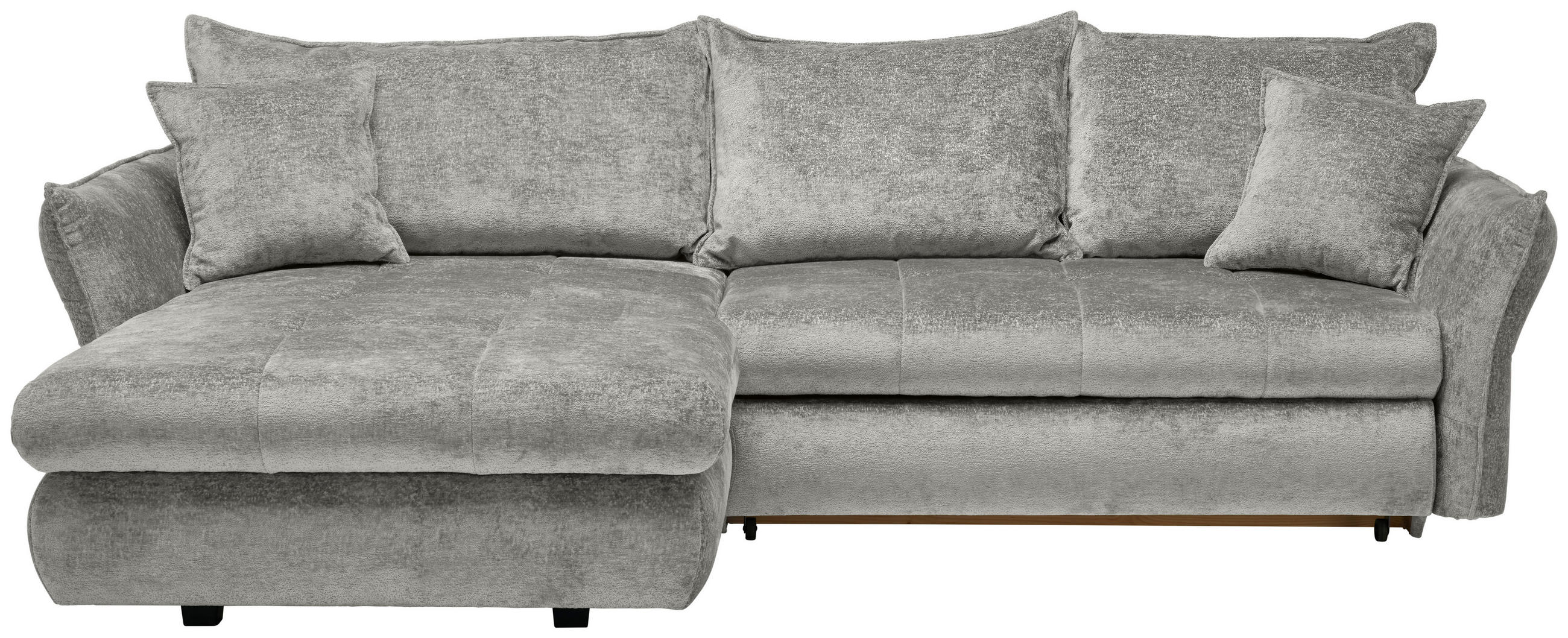 ECKSOFA in Chenille Silberfarben  - Silberfarben/Schwarz, Konventionell, Kunststoff/Textil (275/180cm) - Stylife