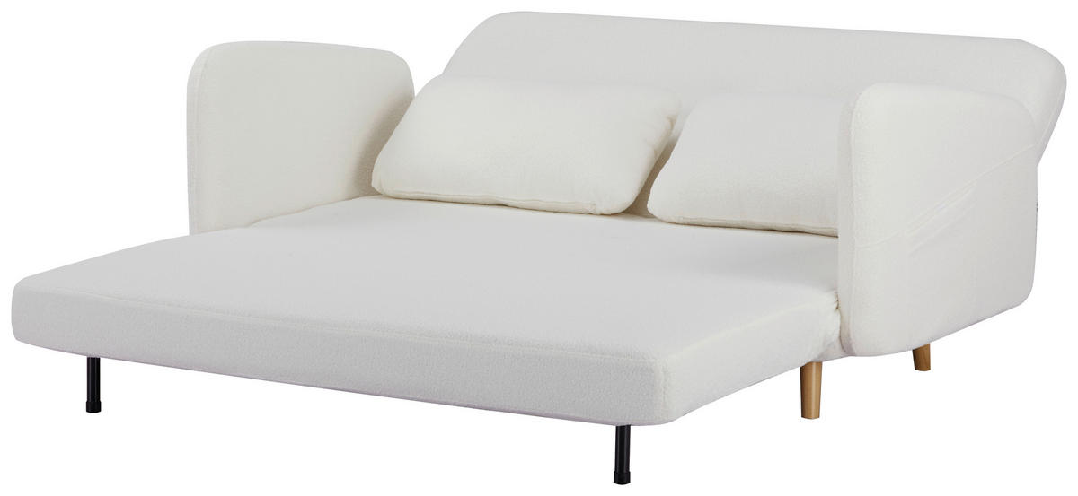 SCHLAFSOFA Teddystoff Weiß  - Naturfarben/Weiß, MODERN, Holz/Textil (158/80/90cm) - MID.YOU