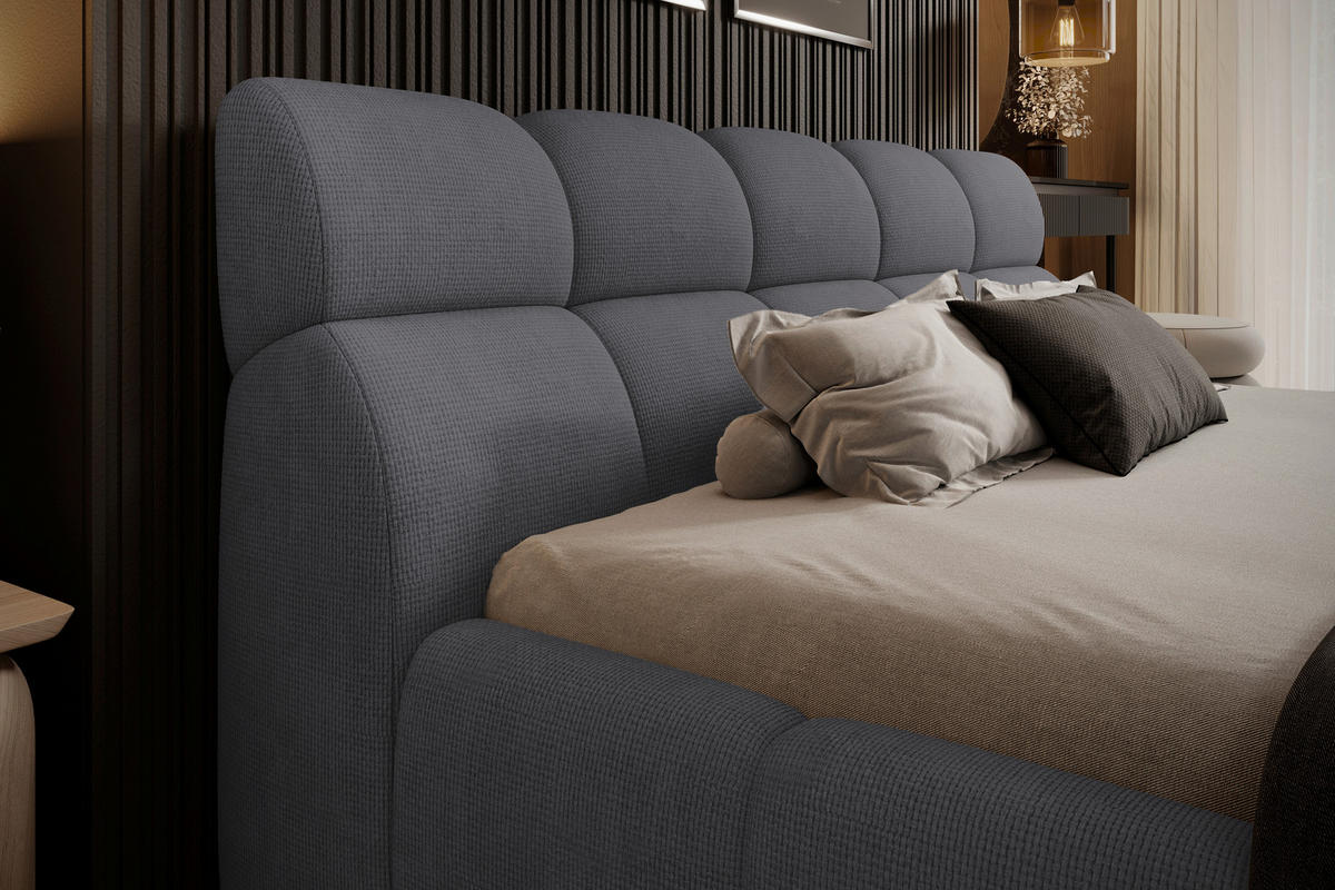 POLSTERBETT 180/200 cm,  in Grau,  - Schwarz/Grau, Design, Kunststoff/Textil (180/200cm) - Esposa