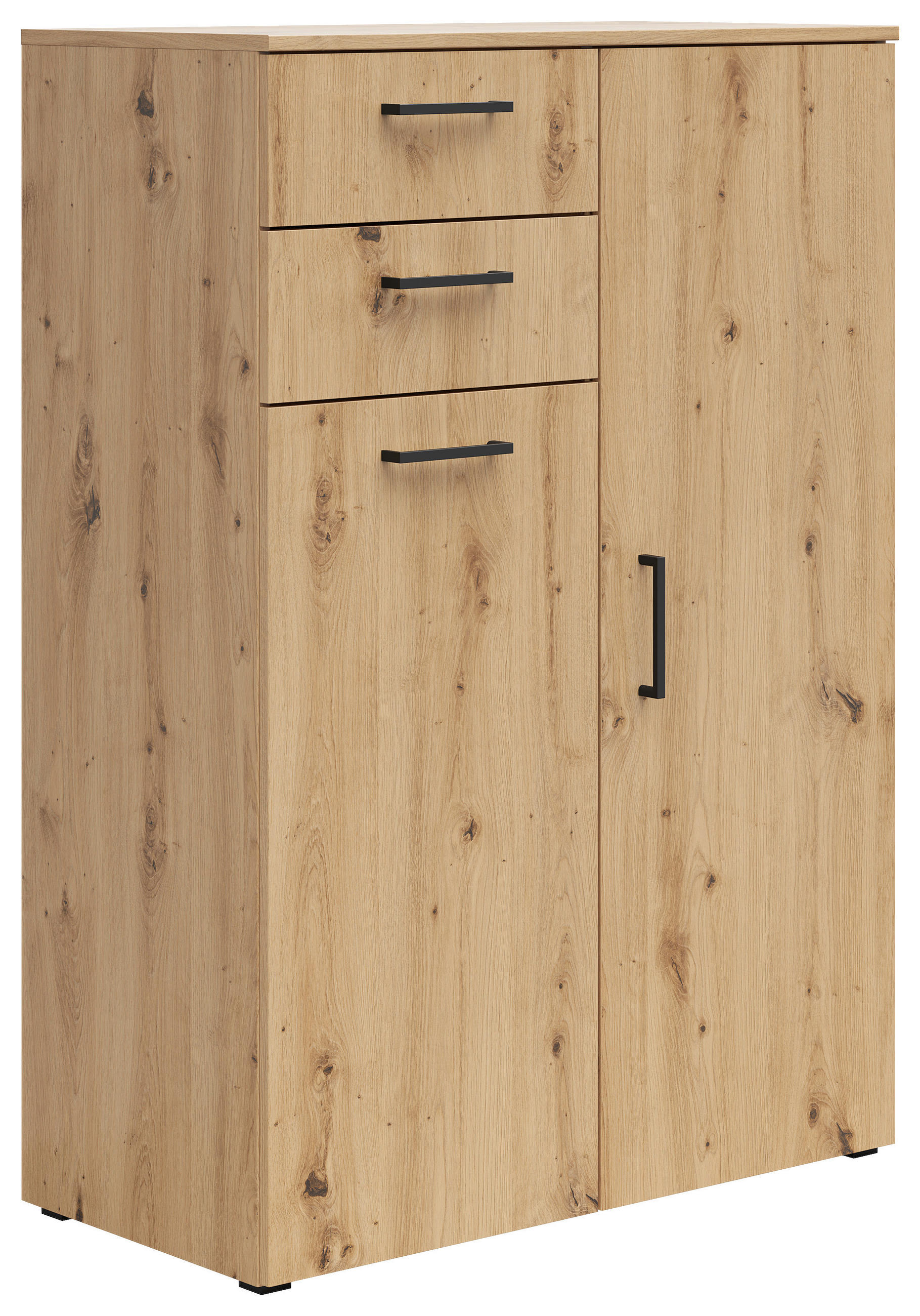 KOMODA, dub artisan, 80/115/40 cm - čierna/antracitová, Modern, kompozitné drevo/plast (80/115/40cm) - Carryhome