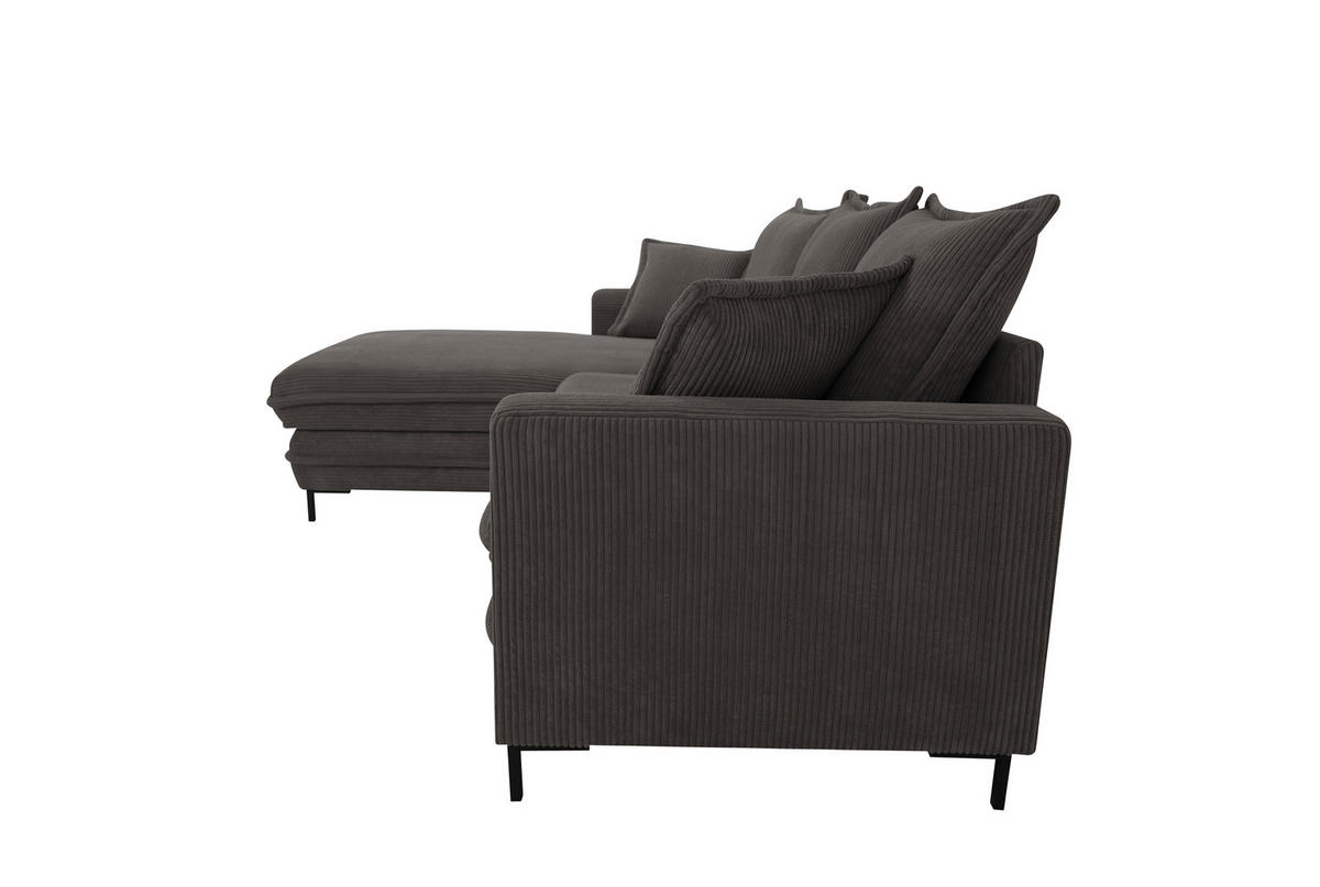 ECKSOFA Taupe Cord  - Taupe/Schwarz, Design, Textil/Metall (174/272cm) - MID.YOU