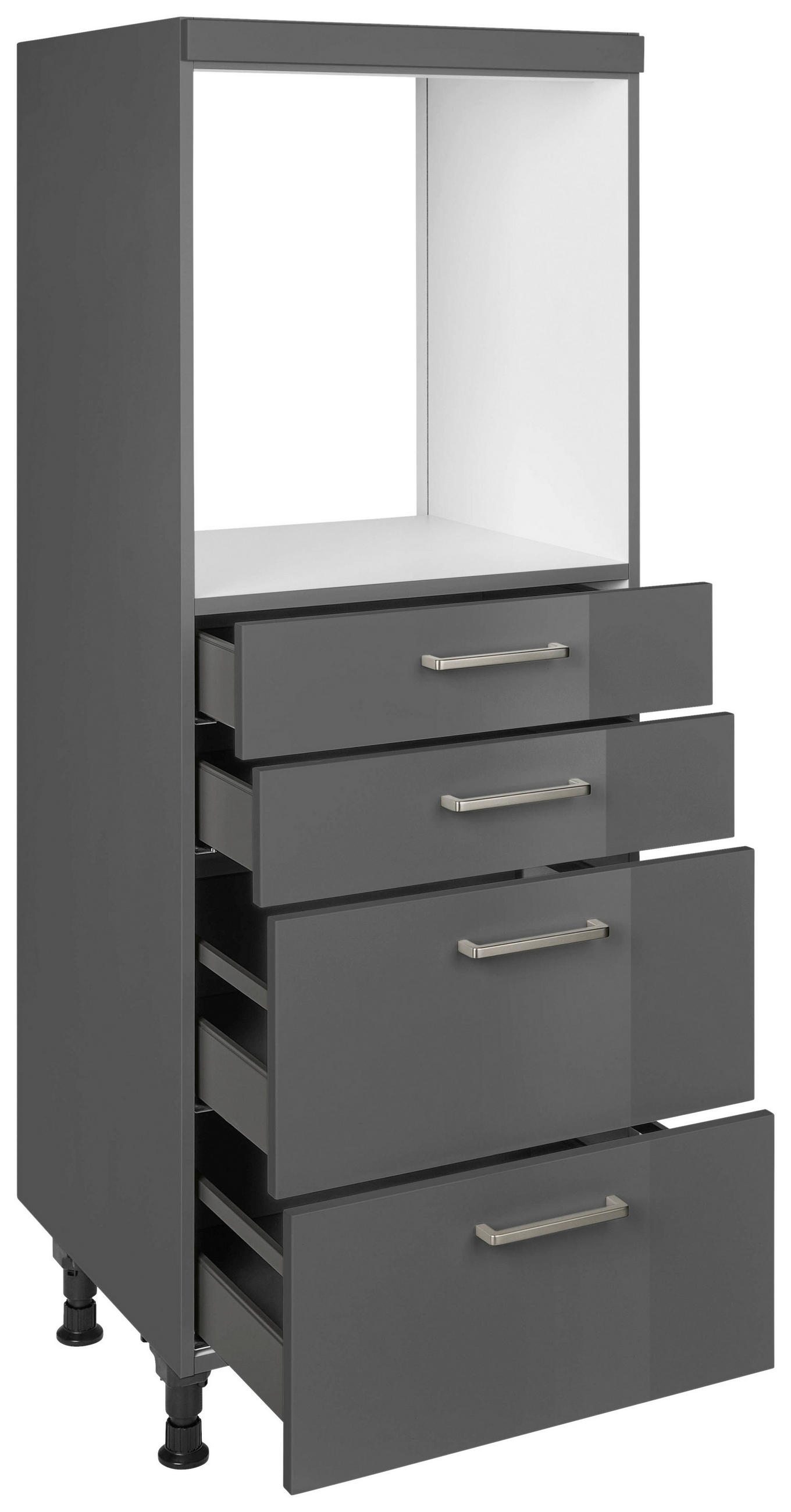 GERÄTEUMBAUSCHRANK 60/168/58 cm  in Schieferfarben  - Schieferfarben/Edelstahlfarben, MODERN, Holzwerkstoff/Metall (60/168/58cm) - Nobilia