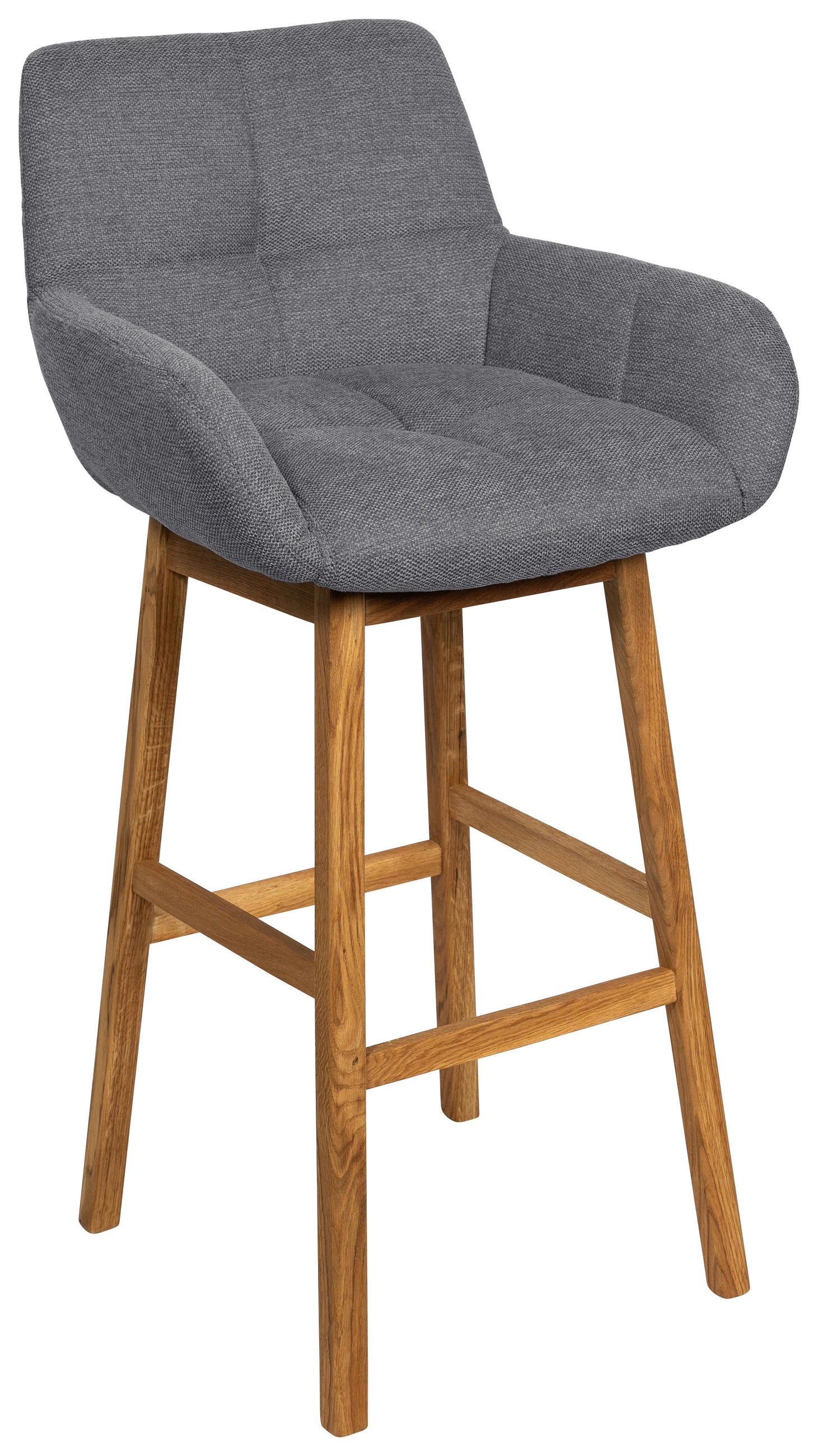 BARHOCKER Webstoff Anthrazit Eiche massiv  - Eichefarben/Anthrazit, KONVENTIONELL, Holz/Textil (54,5/104,5/58cm) - Linea Natura