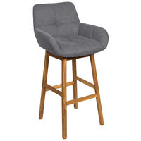BARHOCKER Webstoff Anthrazit Eiche massiv  - Eichefarben/Anthrazit, KONVENTIONELL, Holz/Textil (54,5/104,5/58cm) - Linea Natura