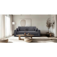3-SITZER-SOFA MEGA Cord Dunkelgrau  - Dunkelgrau/Schwarz, Design, Textil (252/94/126cm) - MID.YOU