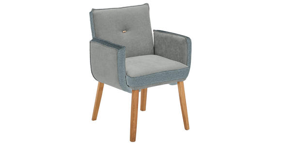 ARMLEHNSTUHL in Webstoff, Mikrofaser - Eichefarben/Dunkelgrau, Design, Holz/Textil (67/86/67cm) - Linea Natura