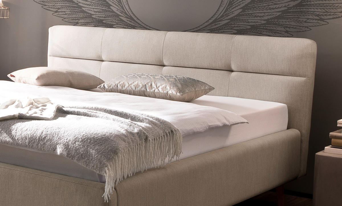 POLSTERBETT Lotte Bettkasten, Lattenroste 160/200 cm  in Beige  - Eichefarben/Birkefarben, KONVENTIONELL, Holz/Textil (160/200cm) - Boxxx
