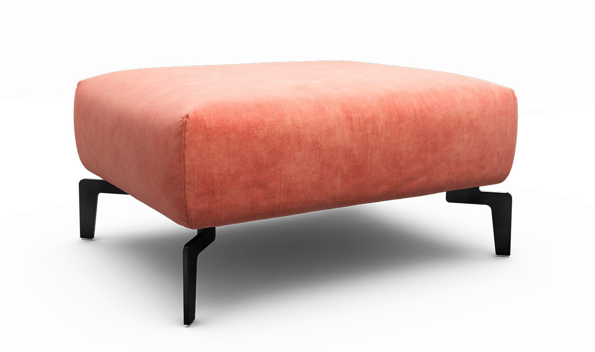 HOCKER Samt Rosa  - Schwarz/Rosa, Design, Textil/Metall (90/70/46cm) - SENSOO