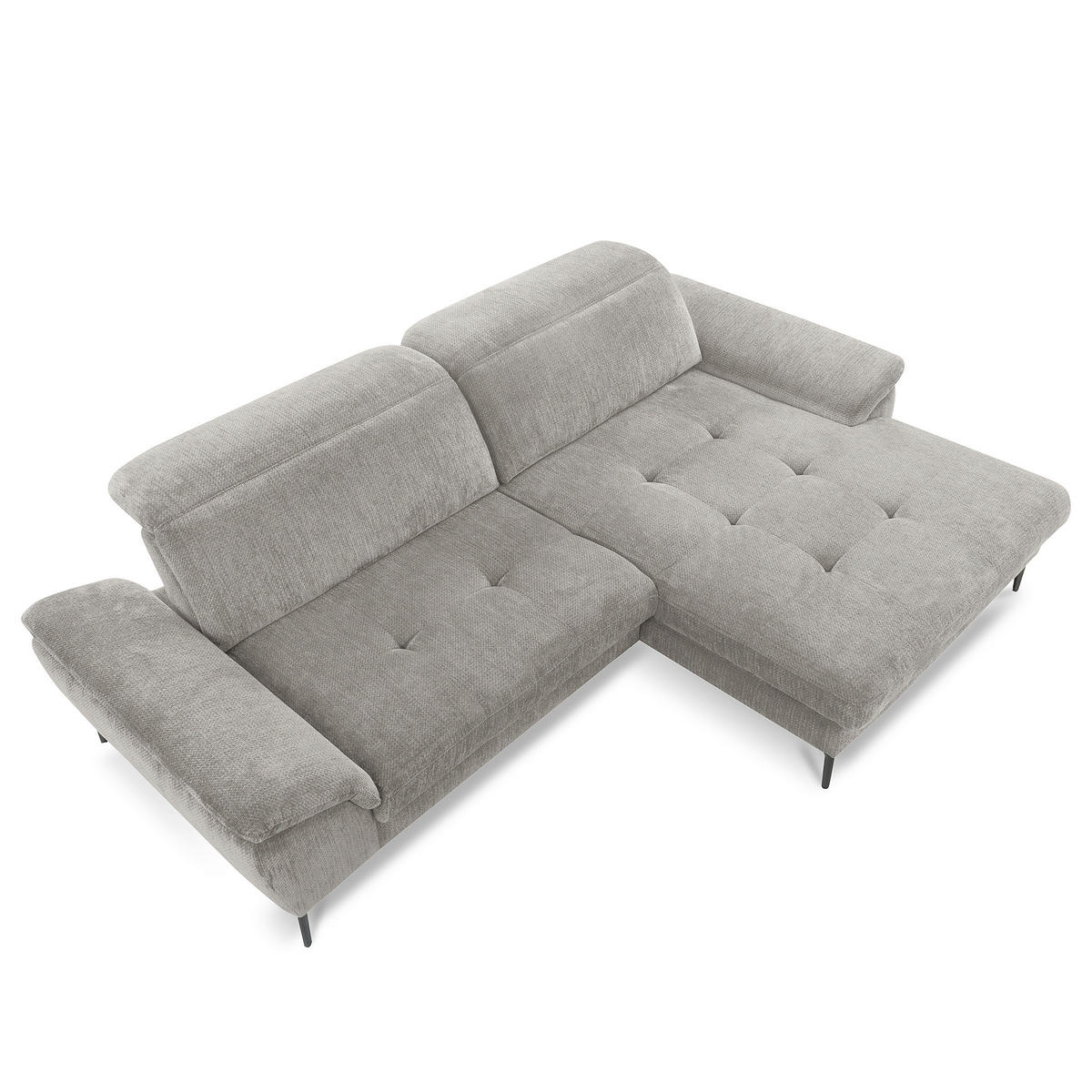 ECKSOFA  Webstoff Grau  - Schwarz/Grau, Design, Textil/Metall (268/195cm) - Livetastic