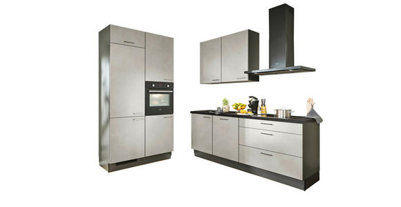 ECKKÜCHE 120/220 cm in Graphitfarben, Schwarz, Sandfarben - Sandfarben/Chromfarben, Design, Holzwerkstoff/Metall (120/220cm) - Xora