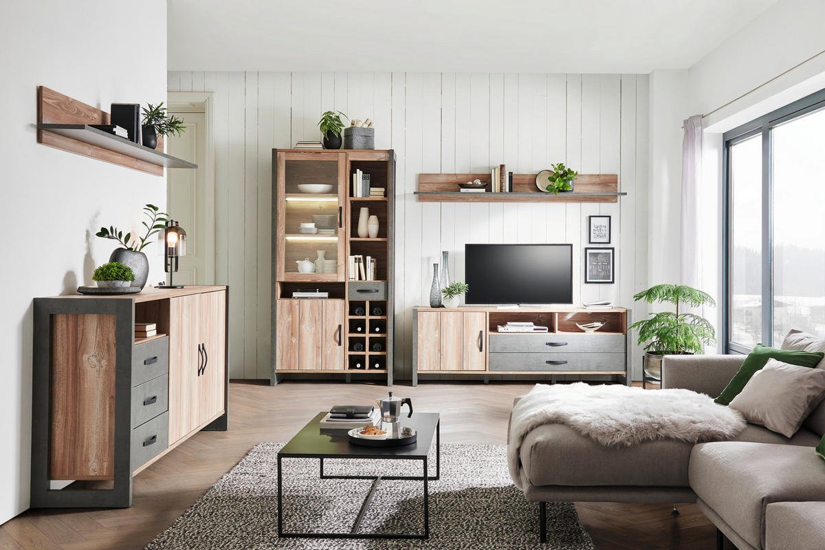 SIDEBOARD  in 189,5/93,4/43,1 cm  - Dunkelgrau/Schwarz, Trend, Holzwerkstoff/Kunststoff (189,5/93,4/43,1cm) - Carryhome