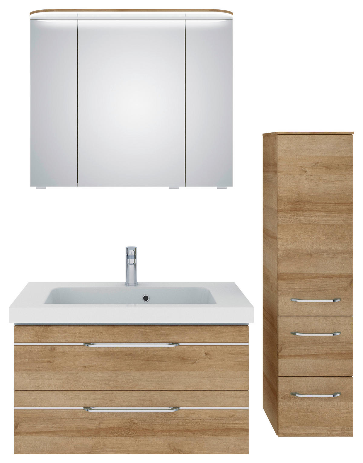 BADEZIMMER  in 122 cm  - Chromfarben/Eichefarben, KONVENTIONELL, Glas/Holzwerkstoff (122cm) - Pelipal