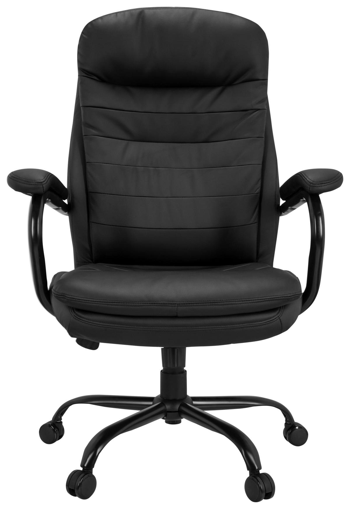 OTOČNÁ ŽIDLE, vzhled kůže, černá - černá, Basics, kov/textil (78/118/70cm) - MID.YOU
