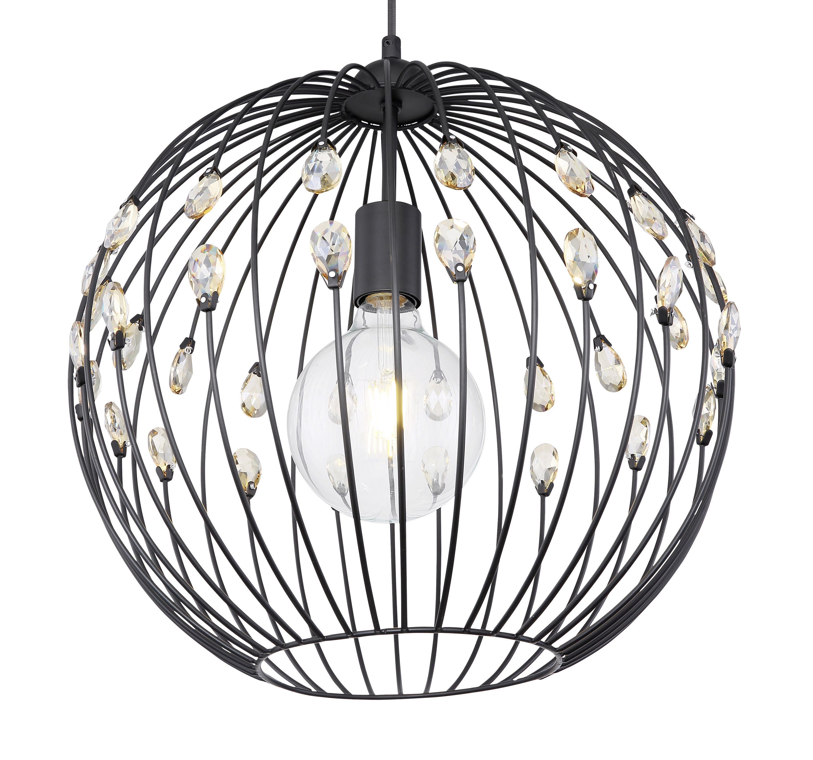 HÄNGELEUCHTE 40/120 cm   - Schwarz, Basics, Glas/Metall (40/120cm) - Globo