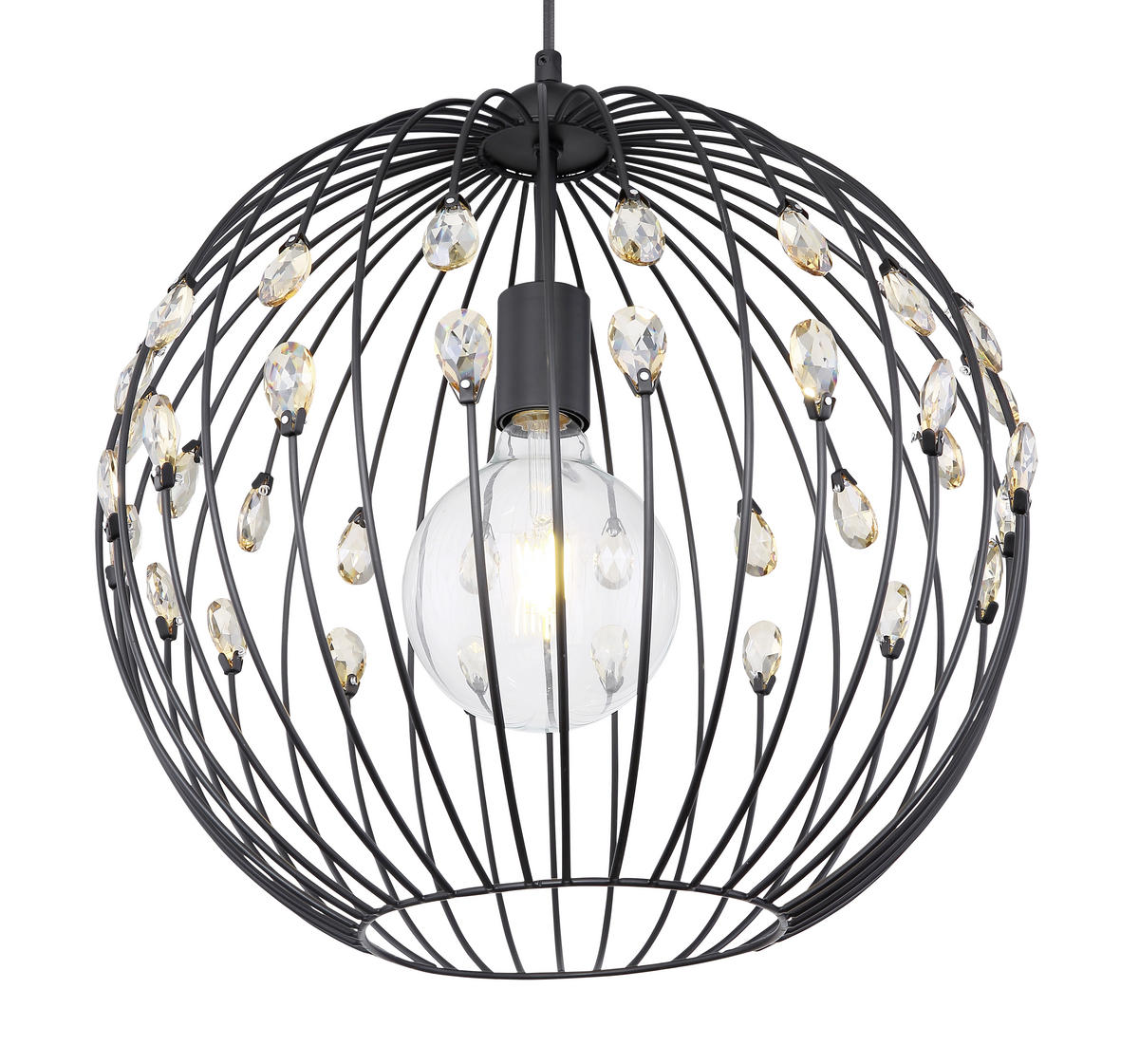 HÄNGLAMPA 40/120 cm  - svart, Basics, metall/glas (40/120cm) - Globo