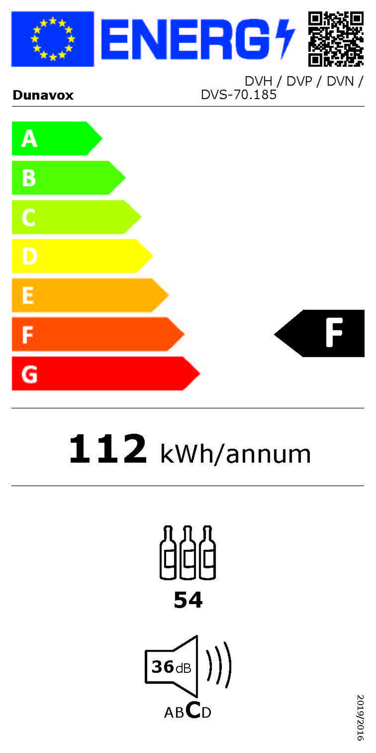 WEINKÜHLSCHRANK DVP-70.185DB  - Schwarz, Basics, Glas/Holz (59/123,3/57,1cm)