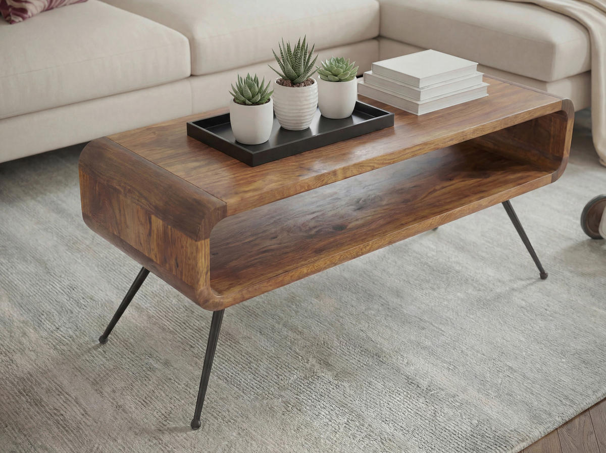 DOHÁNYZÓASZTAL fa 105/40/45 cm   - barna/fekete, Design, fa/fém (105/40/45cm) - Livetastic