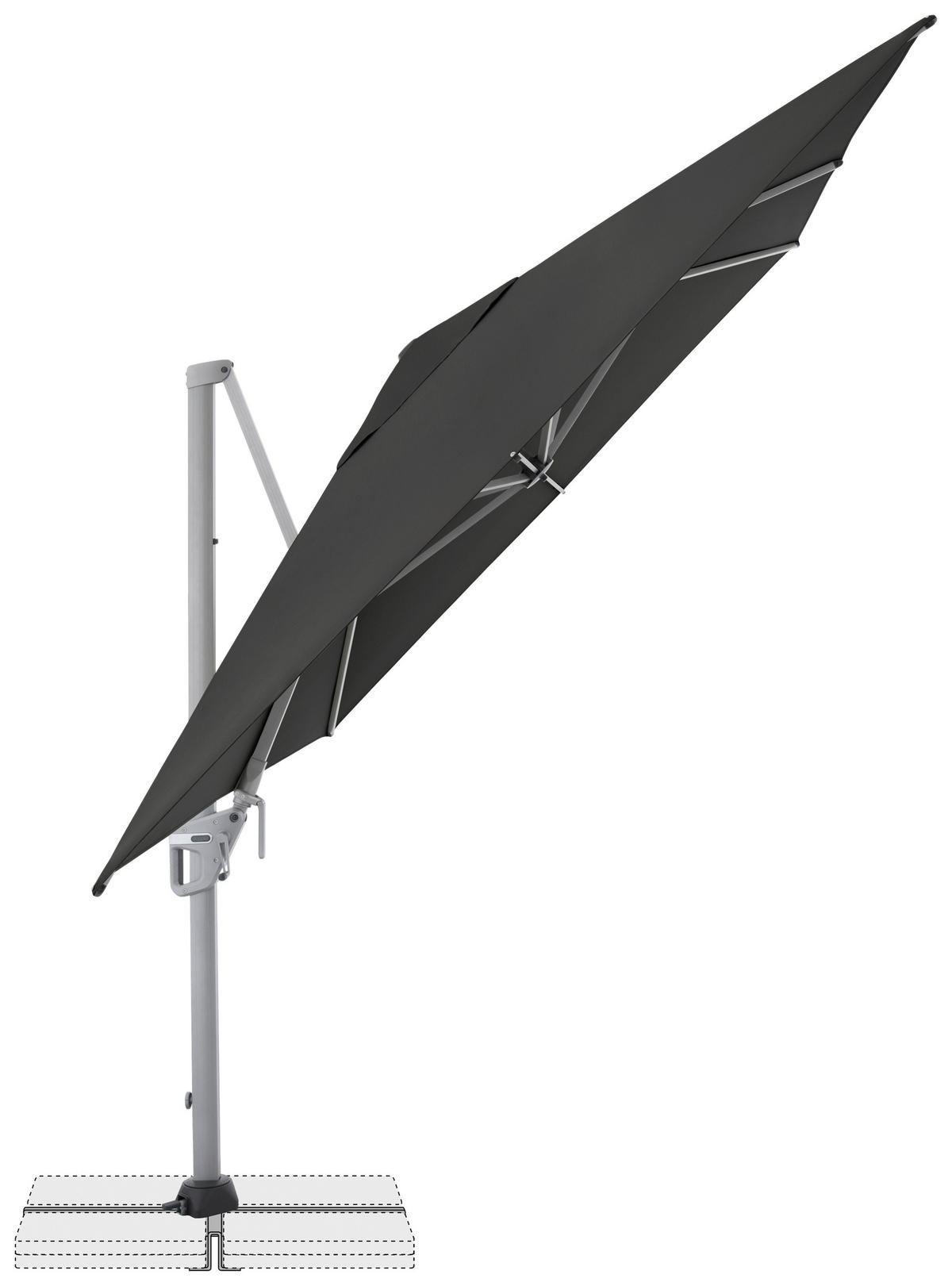 AMPELSCHIRM 350x260 cm Anthrazit  - Anthrazit/Silberfarben, Basics, Textil/Metall (350/260cm) - Doppler