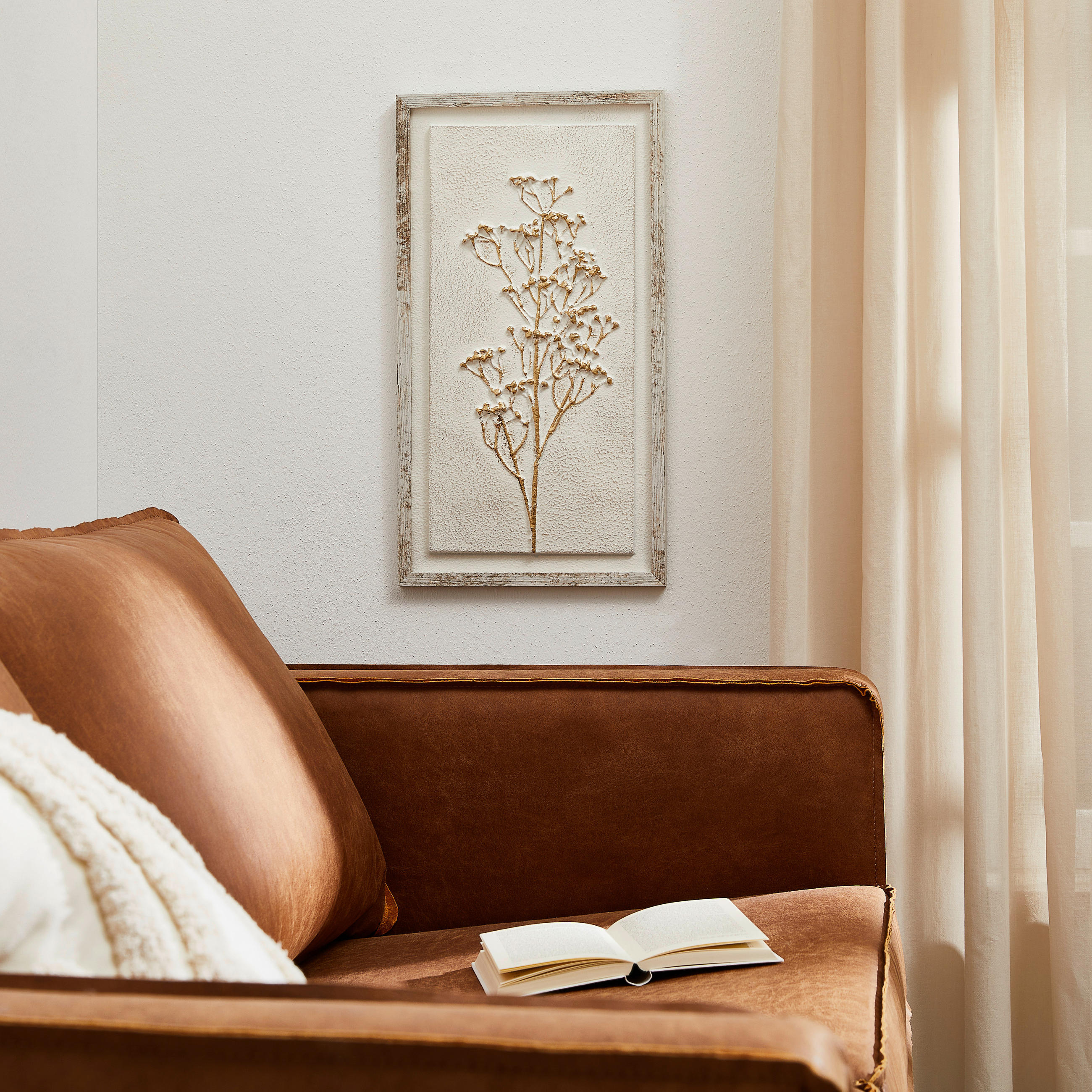 ORIGINALBILD Blumen, Pflanzen 30/55 cm  - Goldfarben/Braun, Trend, Holzwerkstoff/Kunststoff (30/55cm) - Monee