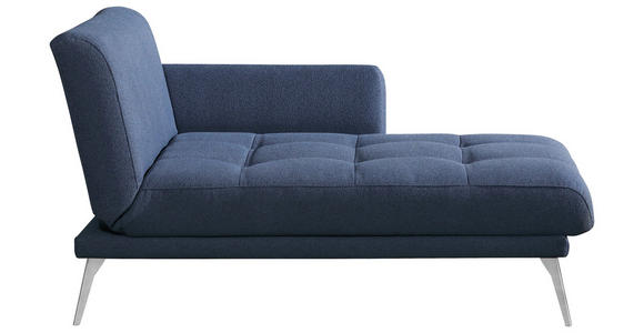 RÉCAMIERE Dunkelblau Flachgewebe - Chromfarben/Dunkelblau, KONVENTIONELL, Textil/Metall (200/85/106cm) - Novel