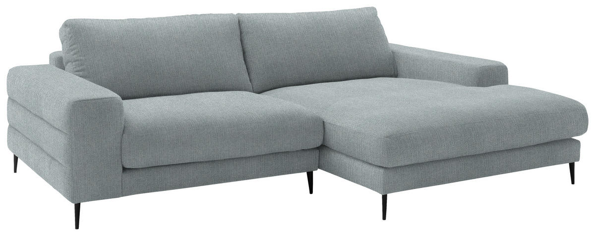 ECKSOFA in Flachgewebe Hellblau  - Schwarz/Hellblau, Design, Textil/Metall (253/177cm) - Dieter Knoll