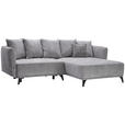 ECKSOFA in Chenille Grau  255/172 cm  - Schwarz/Grau, LIFESTYLE, Textil/Metall (255/172cm) - Carryhome