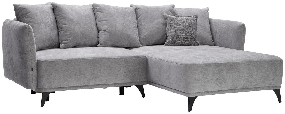 ECKSOFA in Chenille Grau  255/172 cm  - Schwarz/Grau, LIFESTYLE, Textil/Metall (255/172cm) - Carryhome