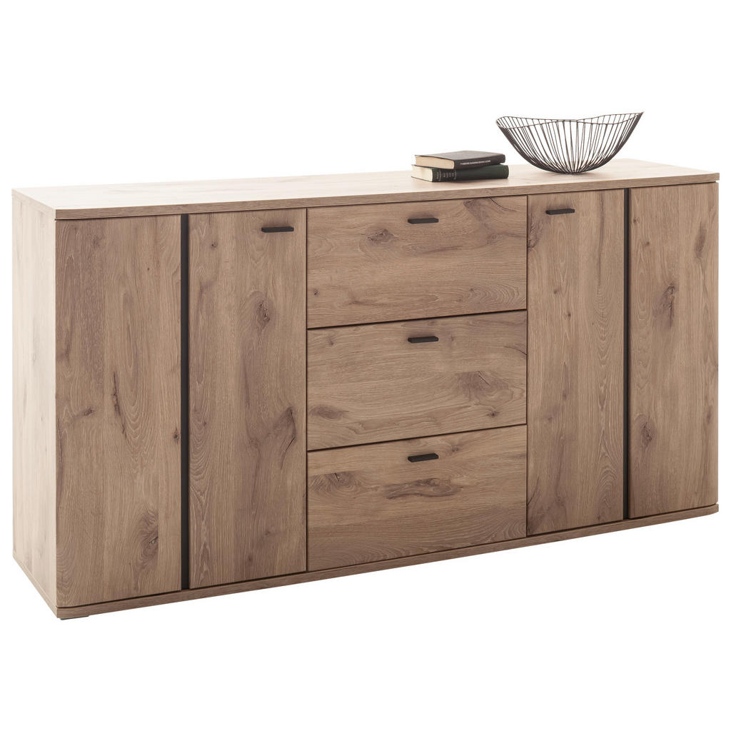 Thumbnail - Cantus Sideboard, Anthrazit, Eiche, Holzwerkstoff, 4 Fächer, 3 Schubladen, 180x92x44 cm, Beimöbel erhältlich, stehend, W...