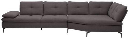 ECKSOFA in Flachgewebe Graphitfarben  - Schwarz/Graphitfarben, Design, Textil/Metall (344/157cm) - Chilliano
