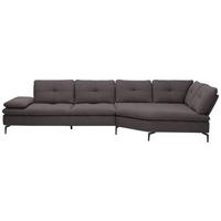 ECKSOFA in Flachgewebe Graphitfarben  - Schwarz/Graphitfarben, Design, Textil/Metall (344/157cm) - Chilliano