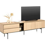 TV-ELEMENT Schwarz, Eichefarben  197/56/41 cm  - Eichefarben/Schwarz, Basics, Glas/Holzwerkstoff (197/56/41cm) - Hom`in