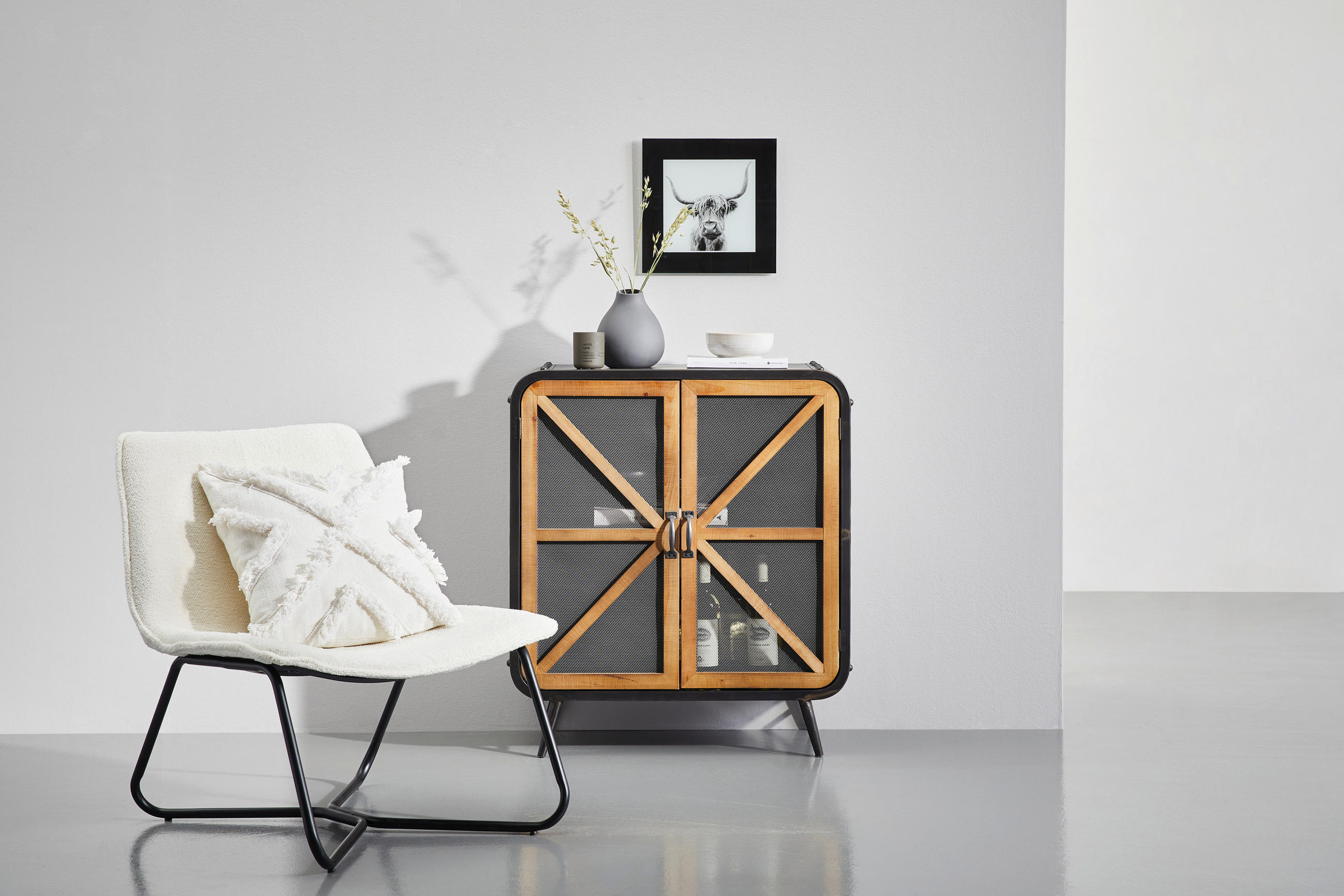 KOMMODE  in 73/83/35 cm  - Schwarz/Naturfarben, LIFESTYLE, Holz/Metall (73/83/35cm) - Livetastic