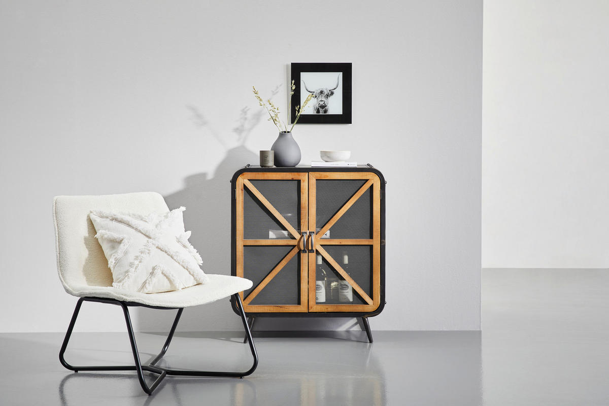 KOMMODE  in 73/83/35 cm  - Schwarz/Naturfarben, LIFESTYLE, Holz/Metall (73/83/35cm) - Livetastic