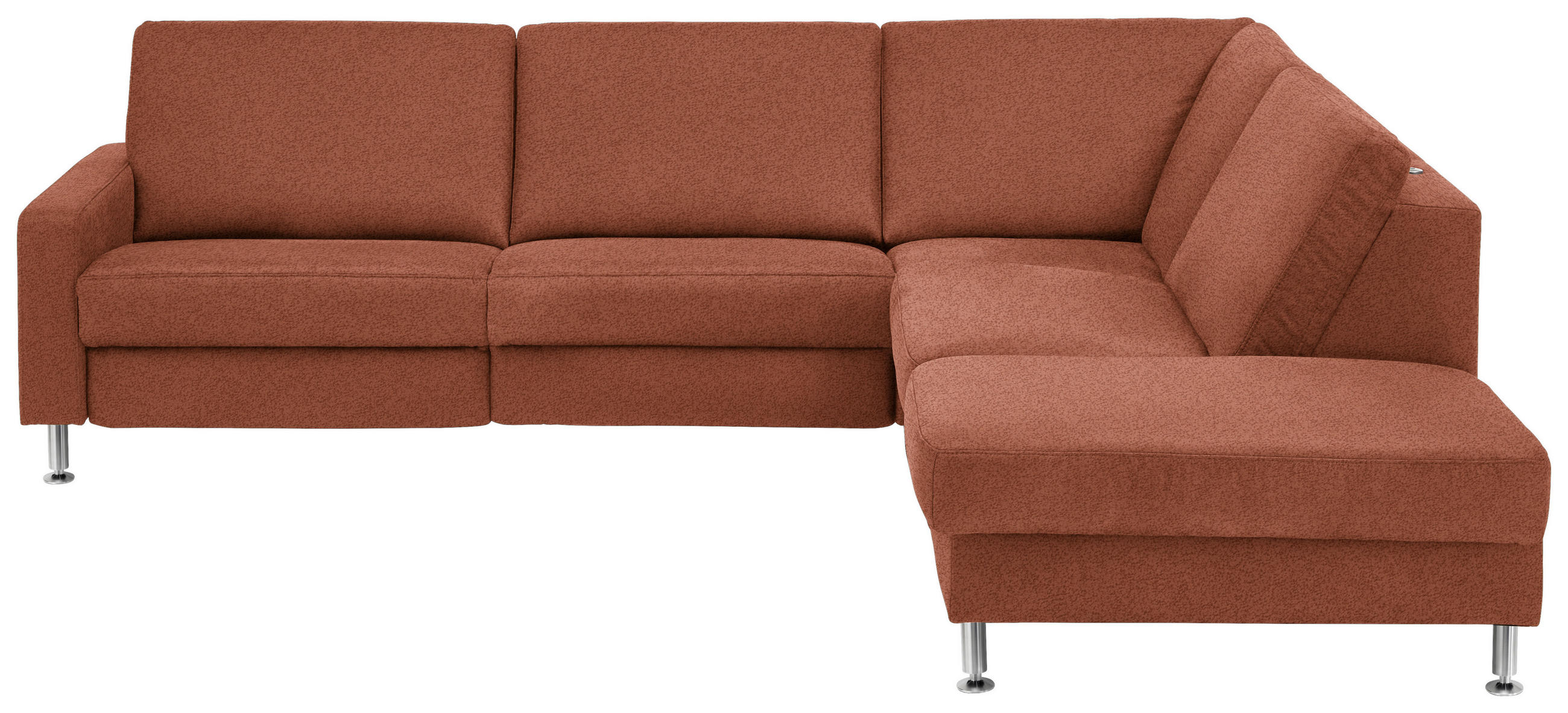 ECKSOFA in Mikrofaser Rotbraun  - Rotbraun/Alufarben, Design, Textil/Metall (275/242cm) - Dieter Knoll