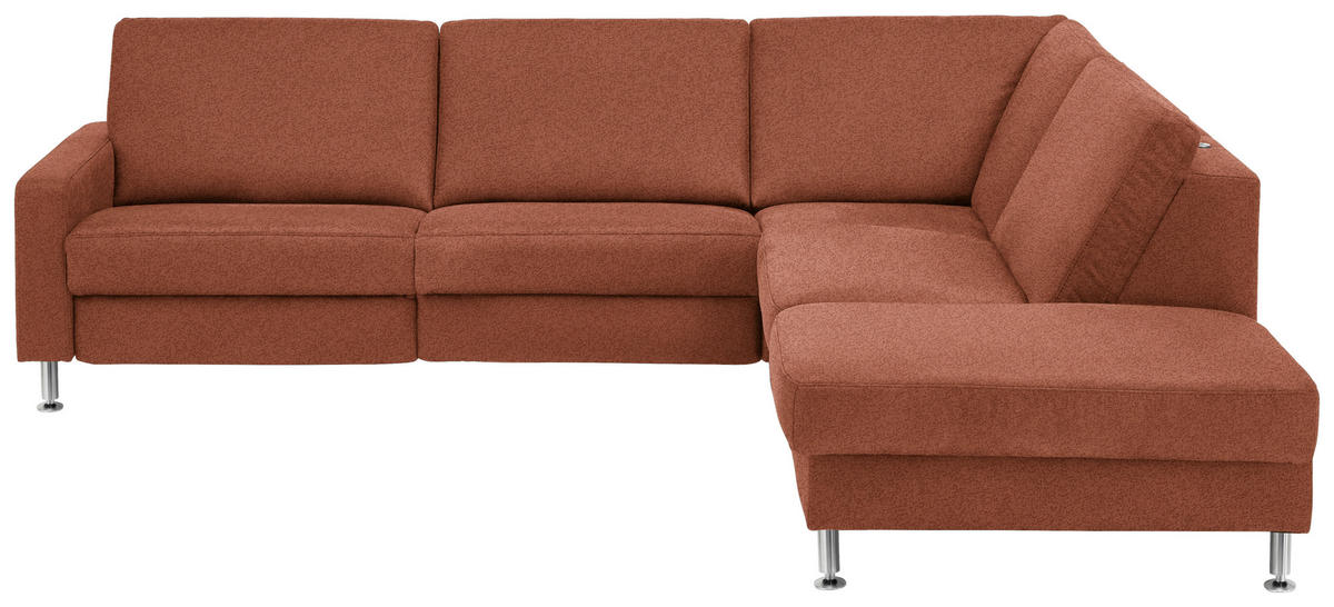 ECKSOFA in Mikrofaser Rotbraun  - Rotbraun/Alufarben, Design, Textil/Metall (275/242cm) - Dieter Knoll