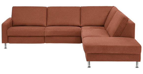 ECKSOFA Latina in Mikrofaser Rotbraun  275/242 cm  - Rotbraun/Alufarben, Design, Textil/Metall (275/242cm) - Dieter Knoll